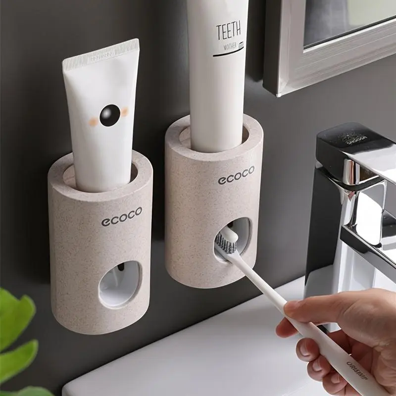 1pc White (3m Self-Adhesive) Automatic Toothpaste Dispenser, Compact Minimalist Non-Punching Bathroom Gadget, Easy to Squeeze, Disassemble and Clean
