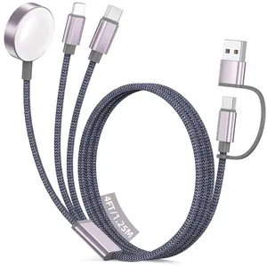 Travel Essentials for Apple Watch Charger, 3-in-2 USB-C Cable Multi Charging Cable (USB-C/L) for Car, Camping Essentials – iWatch Charger for Ultra/SE/10-1 & iPhone 16-12, Xbox Series X & S Batteries Chargers