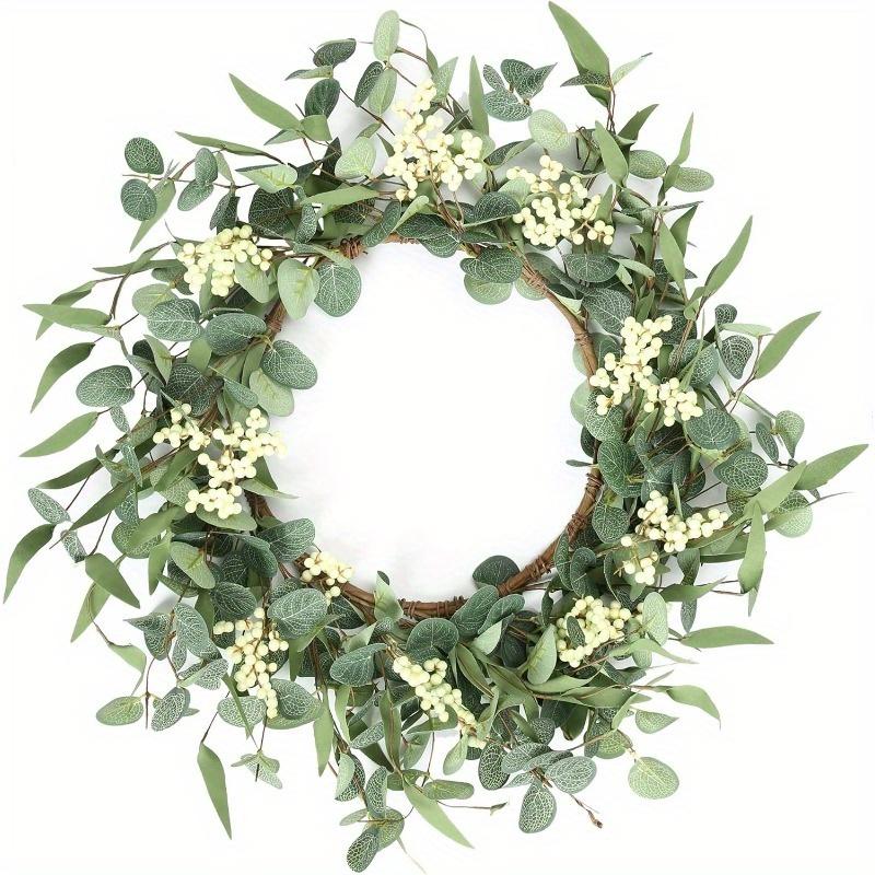 1pcs Timeless White Peony Wreath with Green Leaves – Versatile Fall and Winter Wreath for Halloween, Thanksgiving, Christmas | Sturdy Plastic Outdoor Holiday Decor