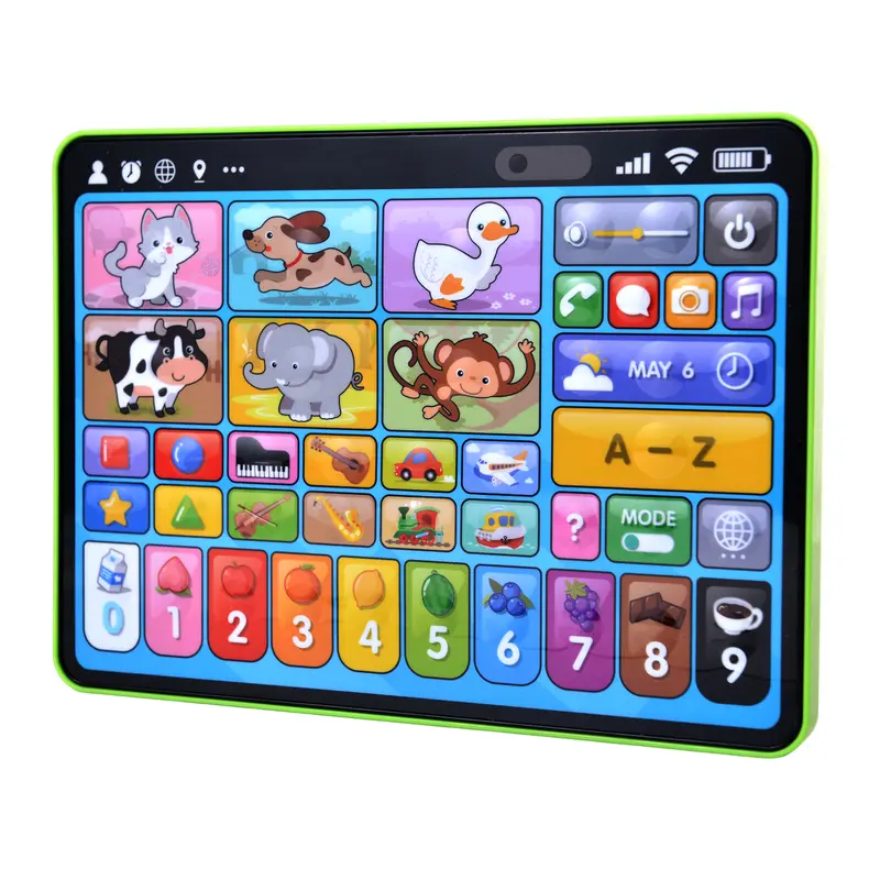 Trilingual Phonics Learning Pad for Ages 1-3 Toddlers - Montessori-Inspired BPA-Free Kids Baby Toy Tablet with Sounds, English/Spanish/French Speech, Animals, Instruments for Early Development, Birthdays