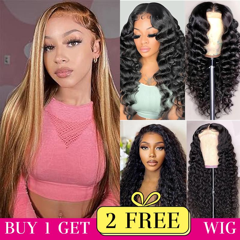 NEW[Combo sale 28"&22"&22"]" buy 1 get 3 wig Deep Wave 13x4 Lace Front Wigs Human Hair 180% Density Human Hair Wigs for Black Women