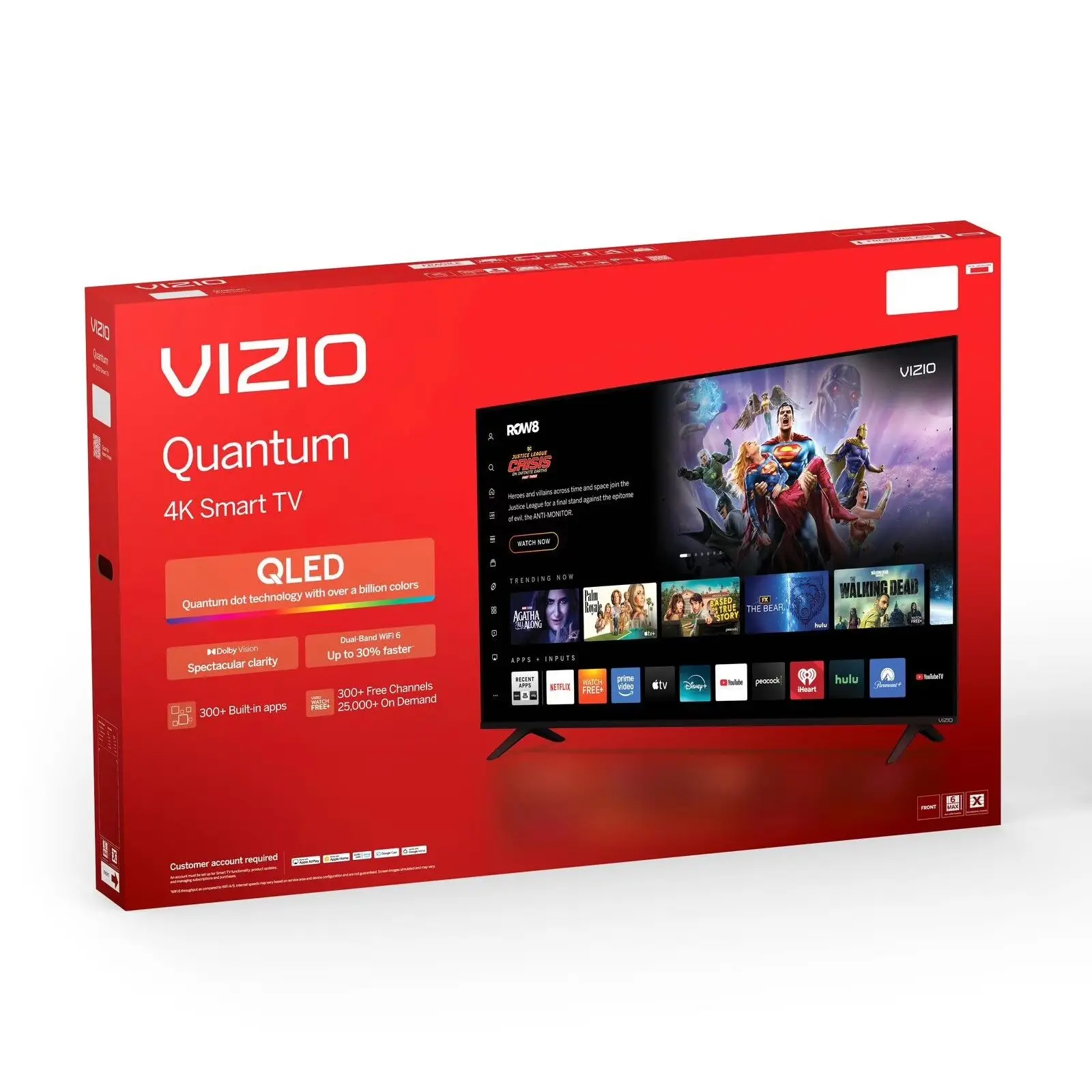 TV VIZIO 50" Class Quantum 4K QLED HDR Smart (VQD50R-10) - Quantum Color, Dolby Vision HDR, WiFi 6, VIZIO OS with WatchFree+, Walmart Account Required for Smart Functionality/Updates