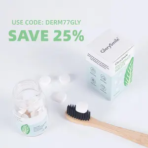 GlorySmile Vegan Rapid-Clean Chewable Toothpaste Tablets, Travel Size, Minty Cool Flavor, Fluoride-Free, Daily Gentle Oral Care for Rinsing & Brushing, Anti-Bacterial, Single Item to Prevent Tooth Decay