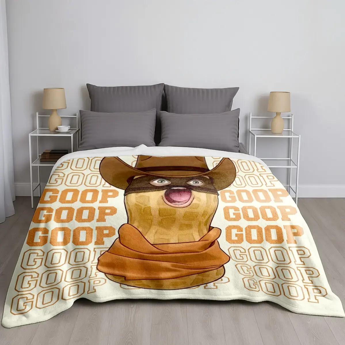 Goop Goop Cowboy Peanut Viral Meme Print Flannel Blanket Cooling Blanket Homegoods Soft Cozy For Bedroom Living Room Sofa For Meme Fans Western Lovers Perfect Gift