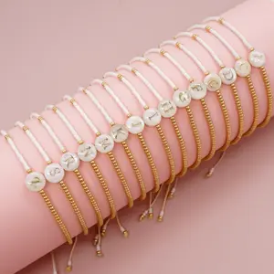 Light Luxury & Minimalist Natural Shell Letter Bracelet — Hand-Woven Seed Bead Jewelry Gift