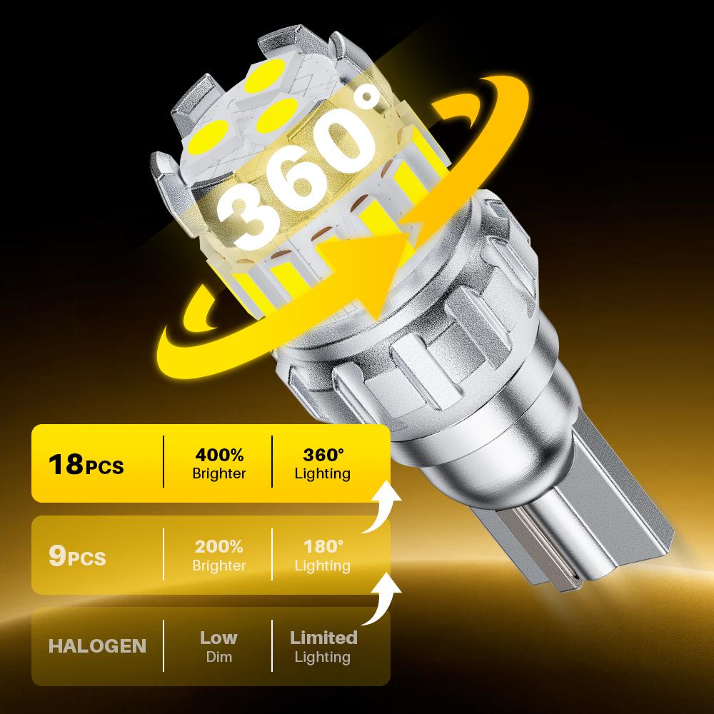 AUXITO 912 921 LED Bulb Reverse Light Bulb 6500k White, 906 922 W16W T15 LED Backup Light Bulb, 2400LM 400% Brighter Mini Size Non-polarity CANBUS Error Free Plug and Play LED Light Bulb, Pack of 2