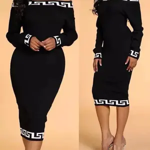 Off the shoulder print knees length dress