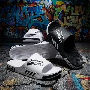 Anti slip PVC sole, comfortable fit, suitable for indoor and outdoor use - perfect for beach, shower, and casual wear - fashionable black with white accents, summer sandals | holiday shoes | PVC sandals, beach shoes Flipflop