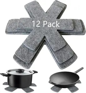 Pot and Pan Protectors, Set of 12 and 3 Different Size, Cookware Dividers Pads/Stacking Pan Protectors/Pot Separators Pads for Protecting and Separating Pots Pans
