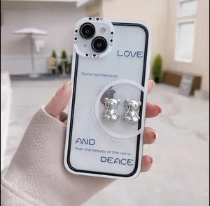 Positive Vibes iPhone Case - Silver bears and messages - Black