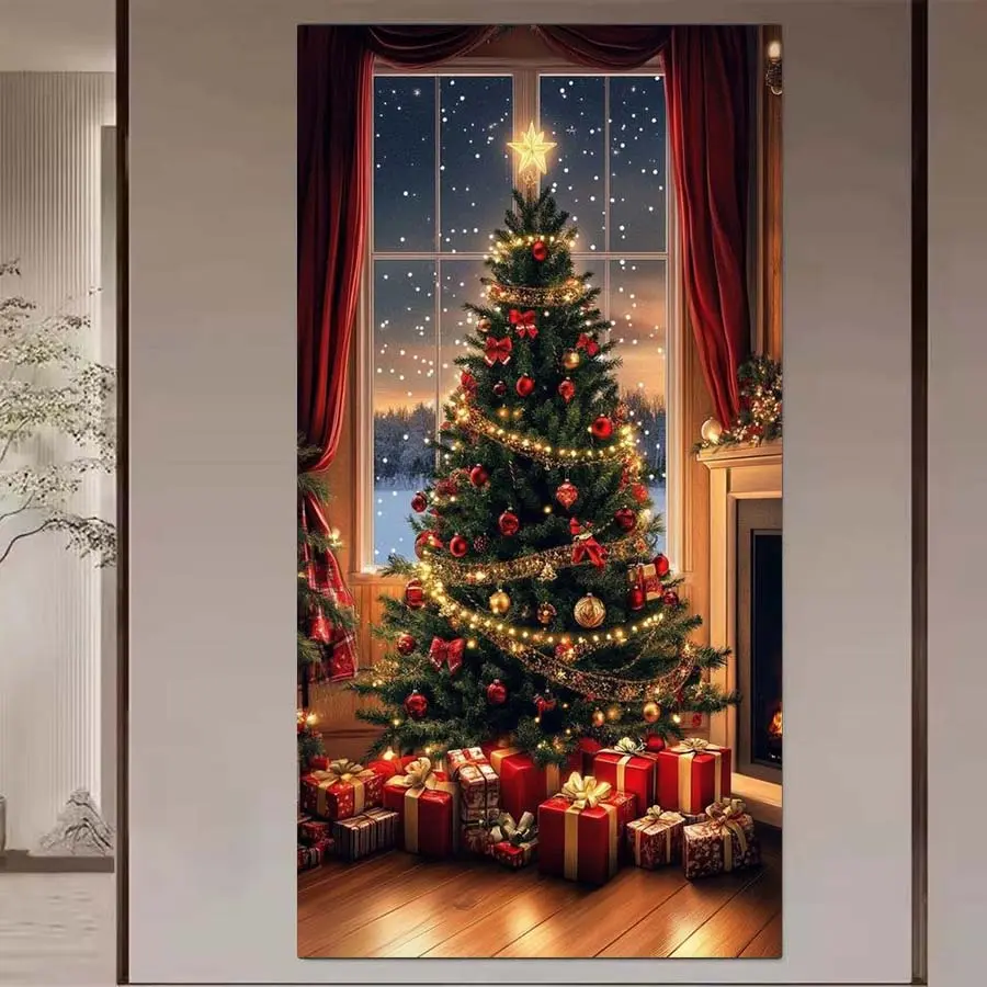 1pcs 5D DIY diamond painting set, 5D diamond art set, DIY decoration, Christmas tree, gifts, window snow, full round diamond DIY, mosaic, diamond art, DIY art home decor, suitable for Halloween and Christmas, Crafts