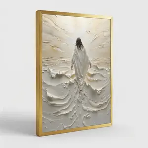 Jesus Walking on Water Canvas Painting Poster – Spiritual Wall Decor, Divine Light Modern Canvas Art, Ready to Hang Artwork, Christian Gift