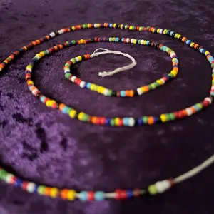 Rainbow glass bead waist beads