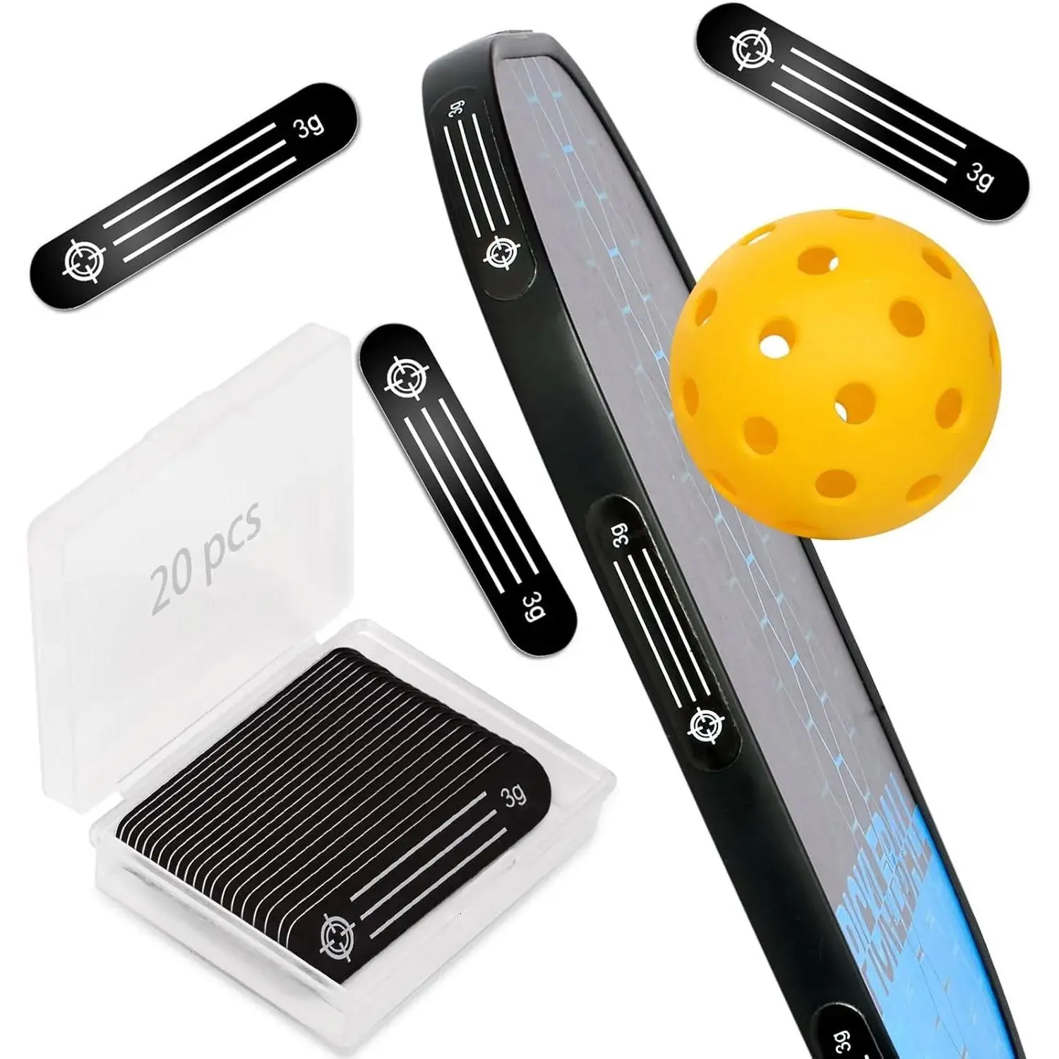 20-Piece Bendable Lead Tape Strips Set with Storage Box, Pre-Cut 3g Weighted Strips with Secure, Highly Adhesive Backing for Pickleball Paddles, Tennis Rackets to Boost Power & Control, for Pickleball Players, Golfers, Secure Attach