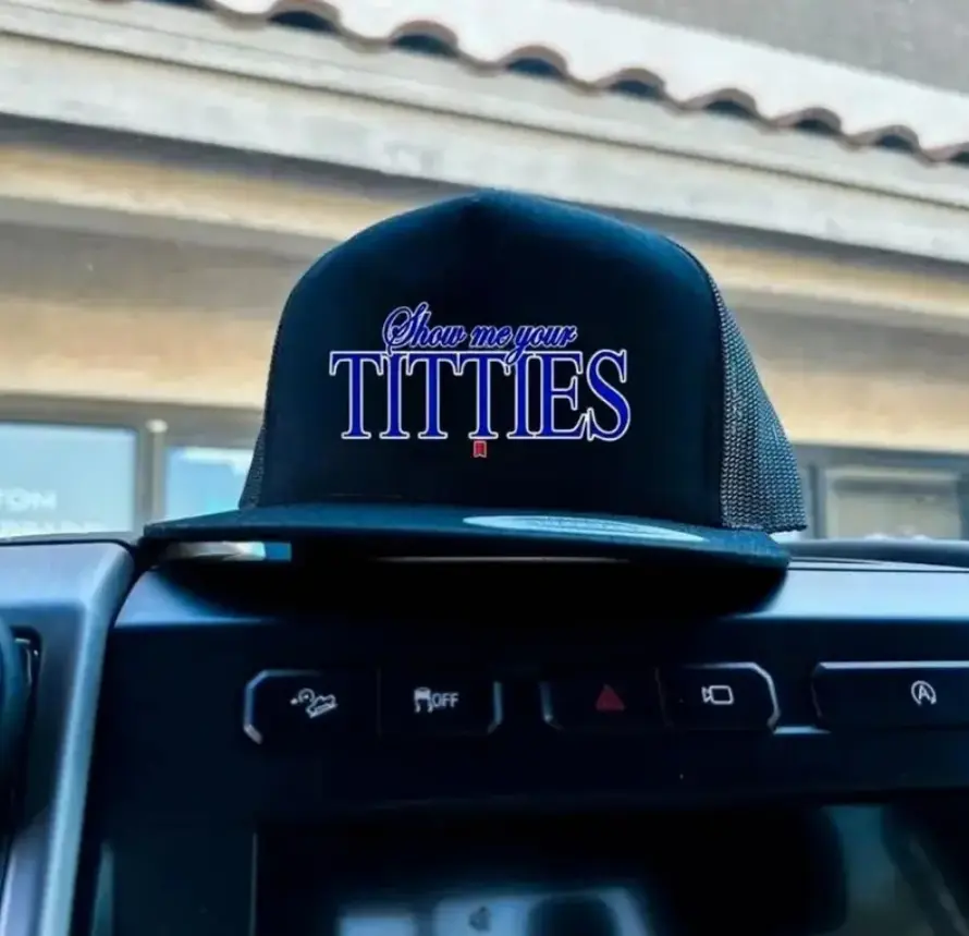 Show Me Your T*tties Trucker Hat | Funny Adult Humor Mesh Snapback Cap, Novelty Gift for Him, Gift For Dad