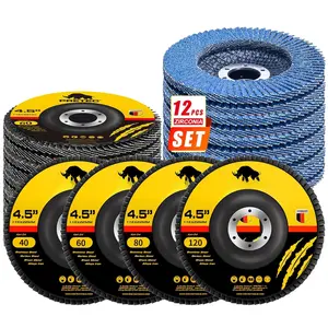 Flap Discs 4 1/2 for Angle , 12 count Flap Discs 40/60/80/120 Grit, 4.5" x 7/8" High Density Zirconia Type 27 Flap Sanding Disc for Grinding, Rust Removal, Sanding and Finishing -12 Packs