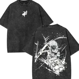 Attack on Titan Levi Ackerman AOT Anime Manga Double Printed Vintage Wahsed T-Shirts, Hoodie, Soft Cotton Graphic Tee Unisex Casual Streetwear Top