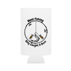 Fishing Slim Can Koozie - Fun Outdoor Party Accessory, Beach Essentials, Gift for Fishermen, Summer Vibes, Fishing Decor Drinkware Beverage