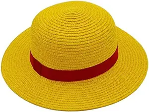 Straw Hat Madeline Hat Cospaly Monkey D Lufy Performance Props Costume Party Yellow Strawhats with String Beach Hats Japanese Pirate Anime Fans Men Women Youth Kids Halloween Gifts Decorations Accessories Masks