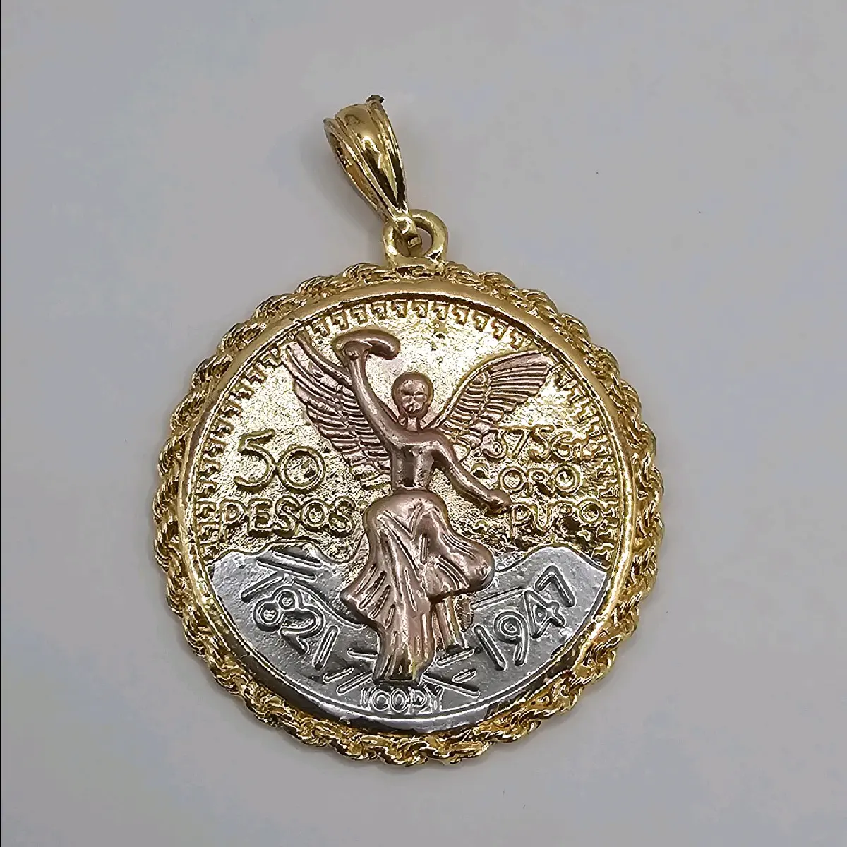 Centenario pendant rope  three colors style gold plated medium size No chain