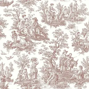 Roommates  20.5 in. x 16.5 ft. Country Life Toile Peel & Stick Wallpaper, Red