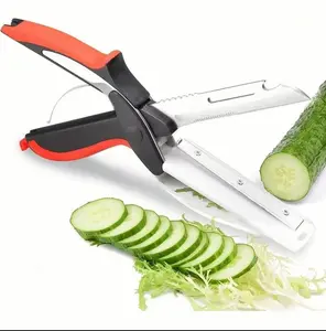 Vegetable Scissors and Food Cutter - Kitchen Shears With Cutting Board, Quick Slicer, Chopper for Meat and Vegetables