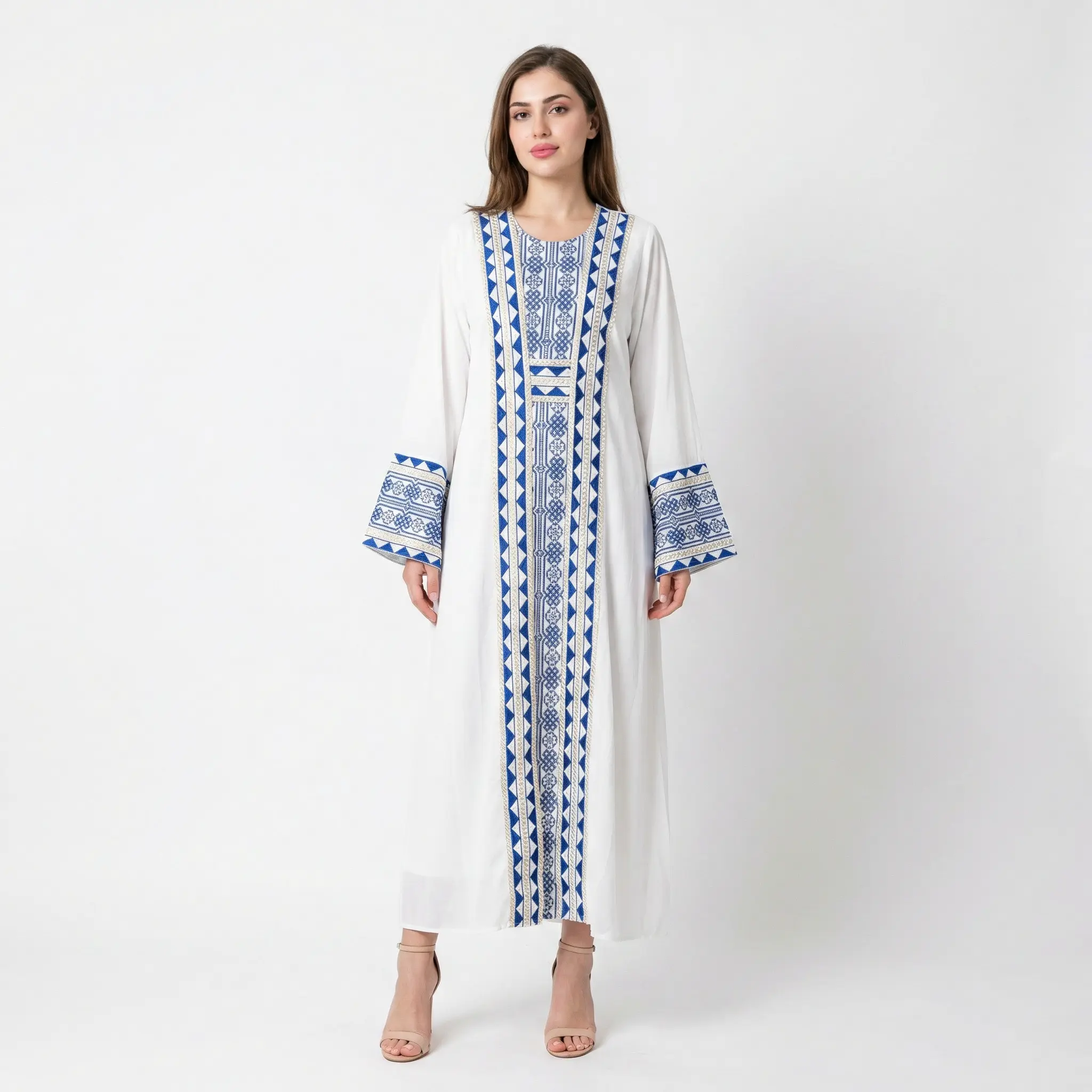 Women's Samra Embroidered Traditional Thobe - Islamic Clothing, Modest Long Sleeve Grace Caftan Maxidress, Elegant Traditional Arabic Robe, Perfect for Eid, Islamic Gift for Her