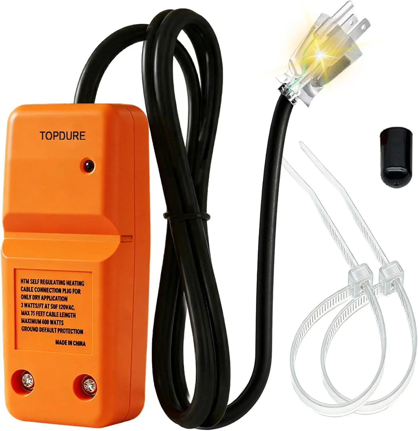 Freeze Connector Kit ETL Certified Pipe Heat Cable Connection Kit | Includes UL power cord, waterproof end seal and 2 cable ties for dependable winter pipe protection.