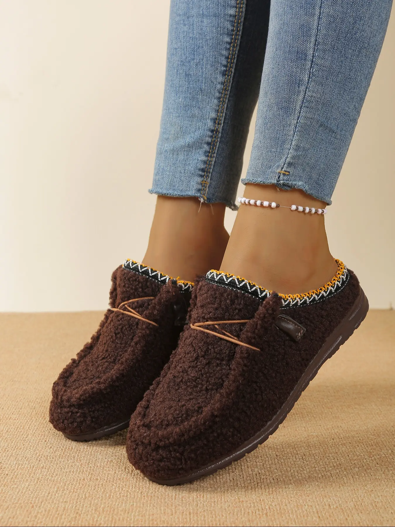 Women's Winter Plush Casual Home Slippers, Warm & Cozy Home Shoes, Lightweight Comfortable Design, Perfect for Indoor Use, Stylish Women Footwear, House Slipper