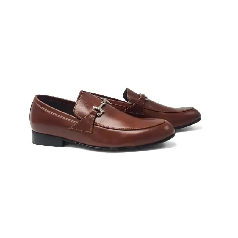 Atlanta Mocassin Brown Leather Chain Loafer