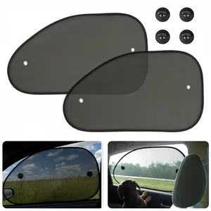 2-Pack Car Side Window Sunshade Curtains, 25x15 Inches, Foldable Front Windshield Shade, Mesh with Suction Cups, Anti-Glare, Sun Shade for Car