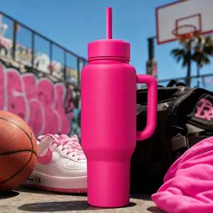 46oz 304 Stainless Steel Vacuum Insulated Tumbler with Handle Straw Lid Portable Kitchen Car Cup Set Nonstick Cooking Food