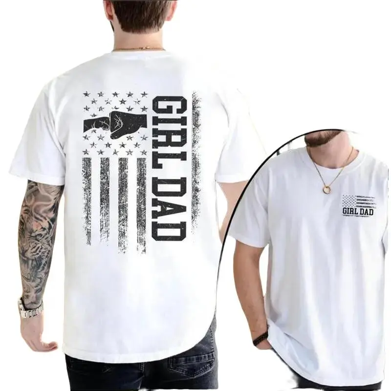 Men’s Girl Dad Graphic T-Shirt, Proud Dad Of Girl 100% Cotton Tee, Father’s Day Gift From Daughter For All Dads Classic Clothes