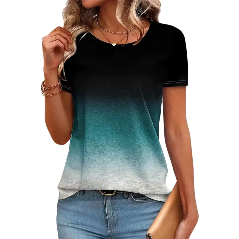 Flamingals Ombre Round Neck Short Sleeve T-Shirt Womenswear