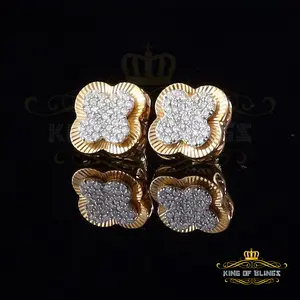 King  of Bling's 1.00 ct VVS 'D' Moissanite Mens/Womens 925 Silver Yellow Stud Earrings