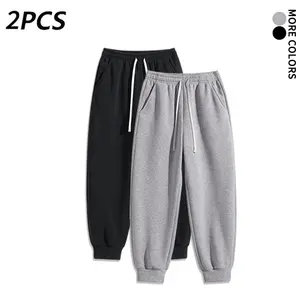 2PCS Men’s Trendy Jogger Pants, Elastic Waist Drawstring Sweatpants, Comfortable & Stylish for All Occasions (Optional 4-Pack and 2-Pack)