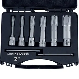 TCT Annular ,8 PCS Carbide Tips Mag Drill Bits Kit, 2  Depth for Drill Press with 2  Pin