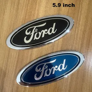 Ford Oval Blue Black Chrome Grille Front Back Rear Trunk Emblem 150mm x 60mm for Fusion Mondeo Kuga Focus Transit S max C max