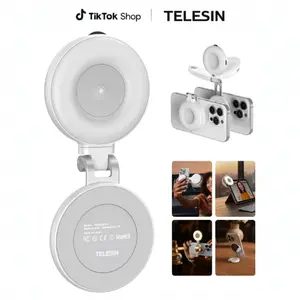TELESIN Magnetic Selfie Light, 360°  3 Color Temperatures  LED Ring Light with MagSafe,Mirror and Phone Stand, Portable Rechargeable Light,for Makeup, Live Streaming, Video,Compatible with iPhone 17/all series, Samsung,Android,Deals For You Days