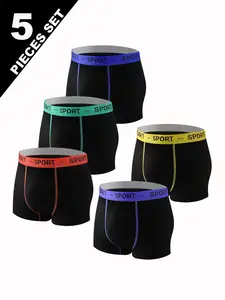 Boys' 5-Piece Underwear Set, with Blue, Elastic Waist, Sporty Style, Comfortable Stretch Trunks