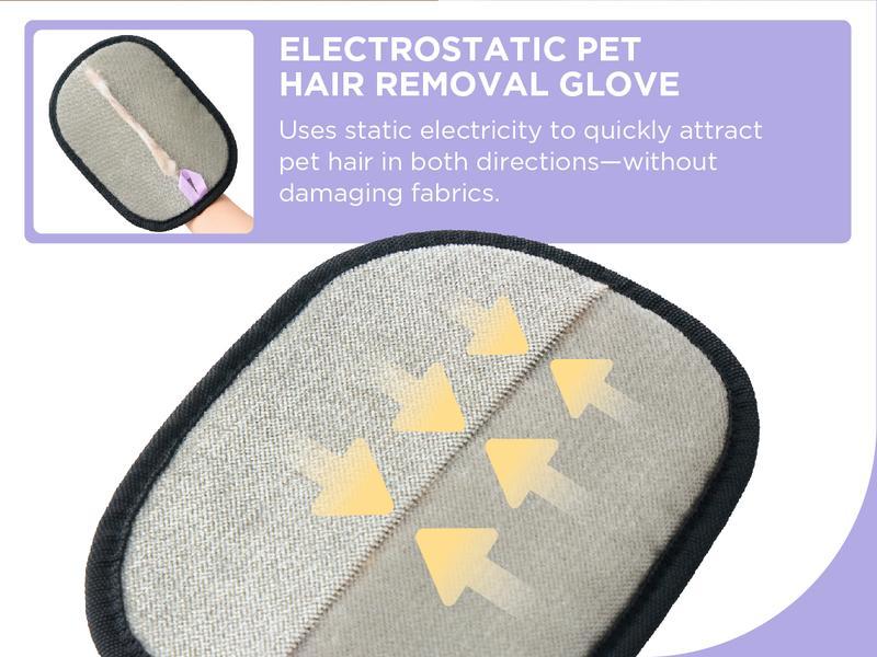 Pet Hair Removal Gloves – Electrostatic Reusable Cat & Dog Hair Remover for Couch, Furniture, Carpet, Car Seat, and Pet Grooming