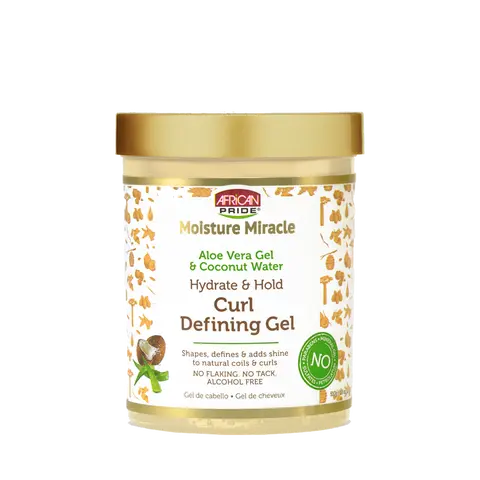 African Pride Moisture Miracle Aloe Vera Gel & Coconut Water Curl Defining Gel, Hydrate & Hold