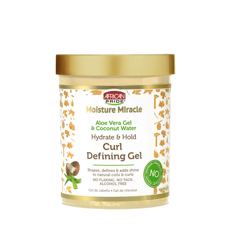 African Pride Moisture Miracle Aloe Vera Gel & Coconut Water Curl Defining Gel, Hydrate & Hold