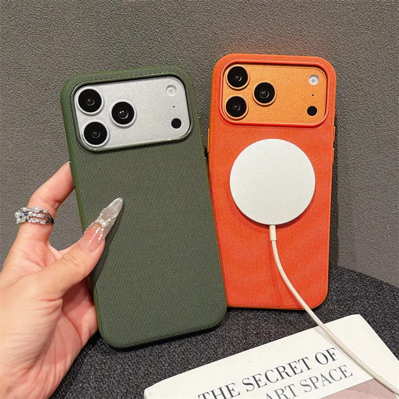 2 in 1: 1 case + 1 screen protecor High-Quality Tech Woven Plastic Smartphone Case, Magnetic Official MagSafe Wireless Protection Cover, Compatible with iPhone 13-16 Pro Max, 17, 17 Air Mobile Phone Accessories Casing