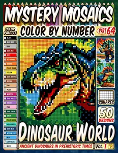 Dinosaur World Mystery Mosaic Color by Number: 50 Pixel Art Designs of Ancient Dinosaurs in Prehistoric Times