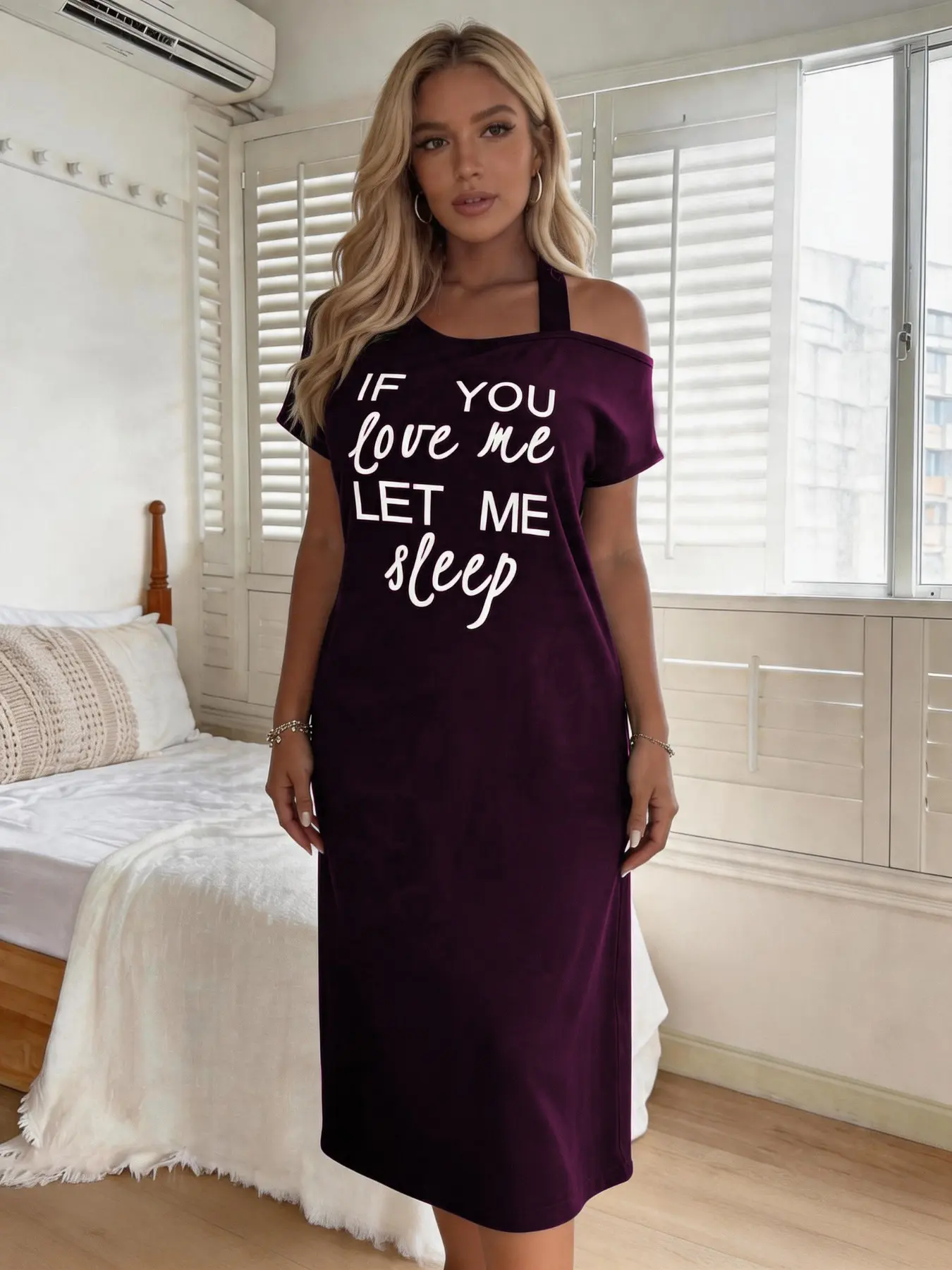 Women's Summer Loose-Fitting Sleepwear Set, Letter Print Design, Comfortable & Stylish Loungewear, Womenswear, Perfect for Casual Daily Use