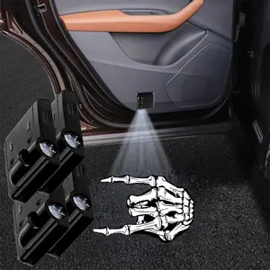 4PCS No-Fade LED Shadow Welcome Projector Car Door Lights - Arm Skull Skeleton Logo Lamp, Universal Automotive & Motorcycle Accessory, Unique Gift Option