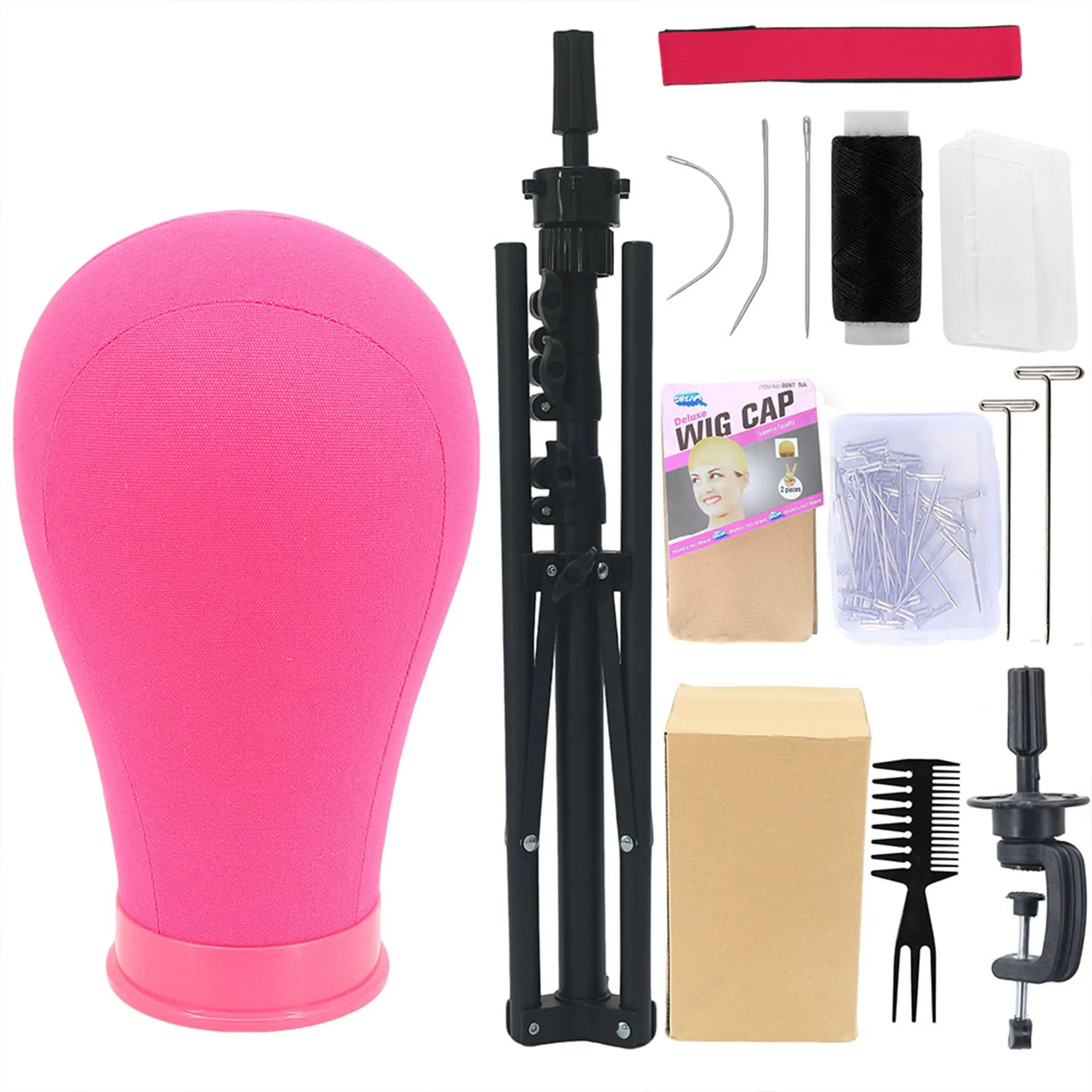22 Inch Wig Head Stand, Adjustable Tripod Mannequin Head Set for Cosmetology, Rose Wig Stand with Head, Adjustable Wig Cap, Hair Styling Accessory, Wig Tool, Wig Installs