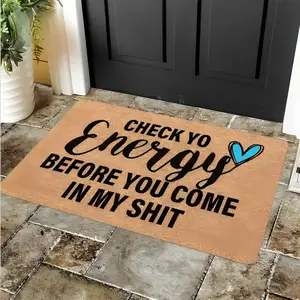 Funny Quote Doormat, Check Yo Energy Sassy Entrance Door Mat, Durable Soft Absorbent Stone letter pattern Door Mat, Anti-slip Quick Drying Soft Carpets, Washable Soft Rug, bedroom Indoor Outdoor Entrance Home Decor, Gifts for Family and Friends