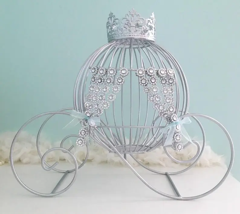 SALE*** Big Size 15" height Beautiful Cinderella Carriage Card Holder Money Box or Flower Centerpiece